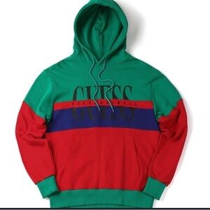 Stereo vinyls x Guess colorblock hoodie size M green red purple